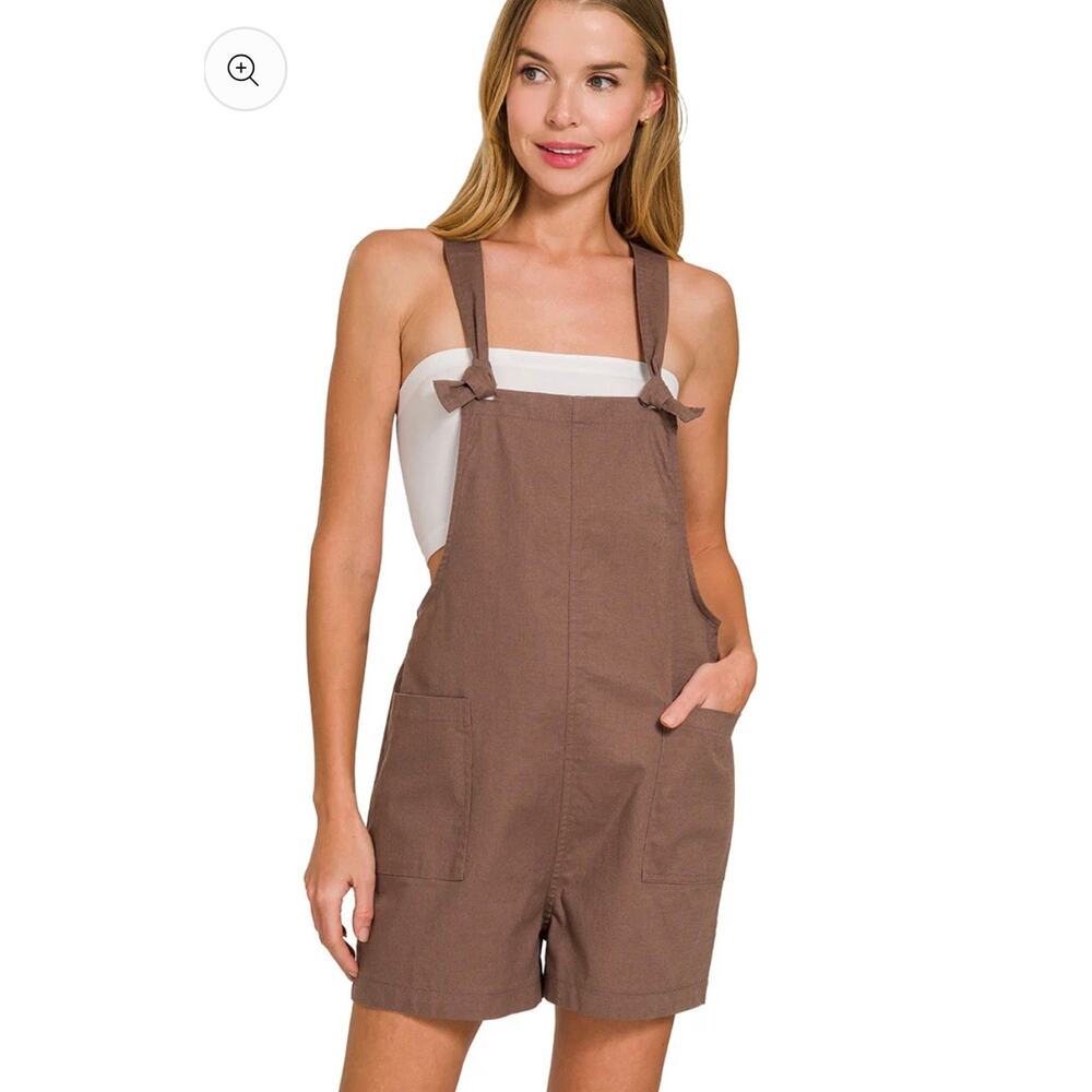 Zenana Cotton Shorts overalls Romper
